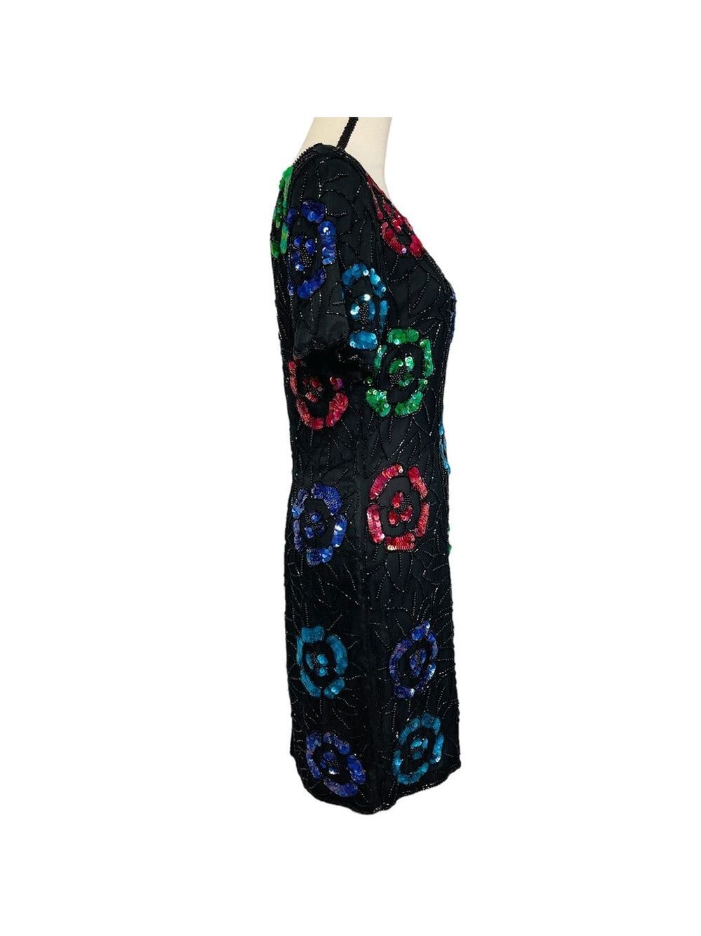 Floral vintage sequin dress - Picture 3 of 4